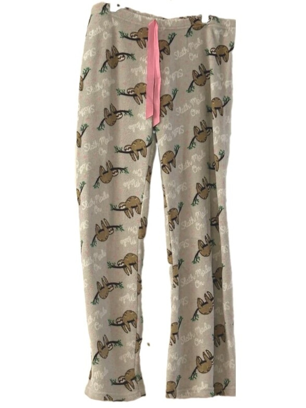 Bobbie Brooks Sloth Pajama Pants Size XL Cream Pink Fluffy Scenecore Y2K Lounge